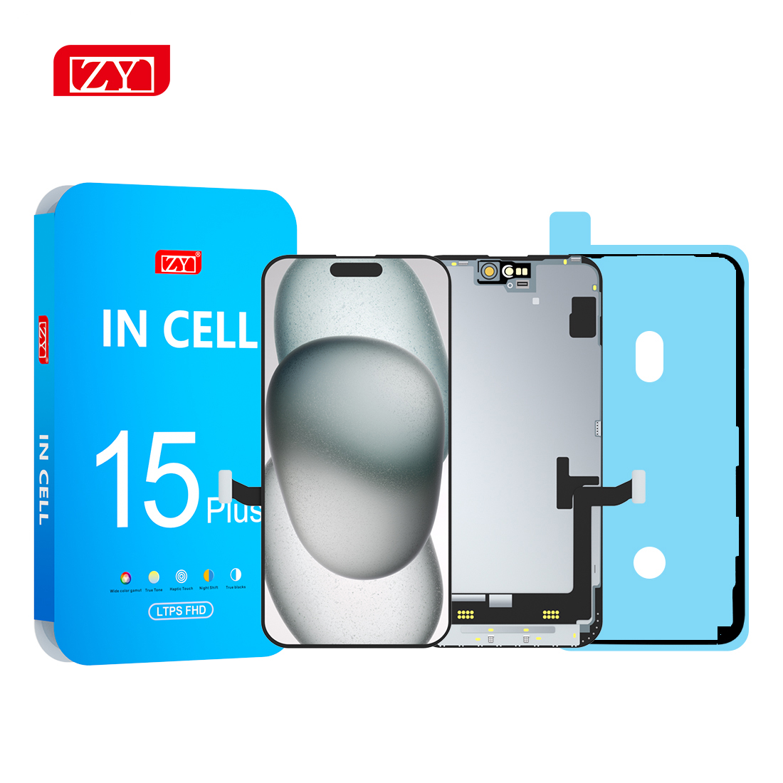 【ZY】ZY最高品質 INCELL FHD COF iPhone 15Plusリペア用LCD